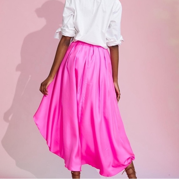 Cynthia Rowley Maxi Low High Silk Bow Skirt in pink size 2 - Picture 4 of 11